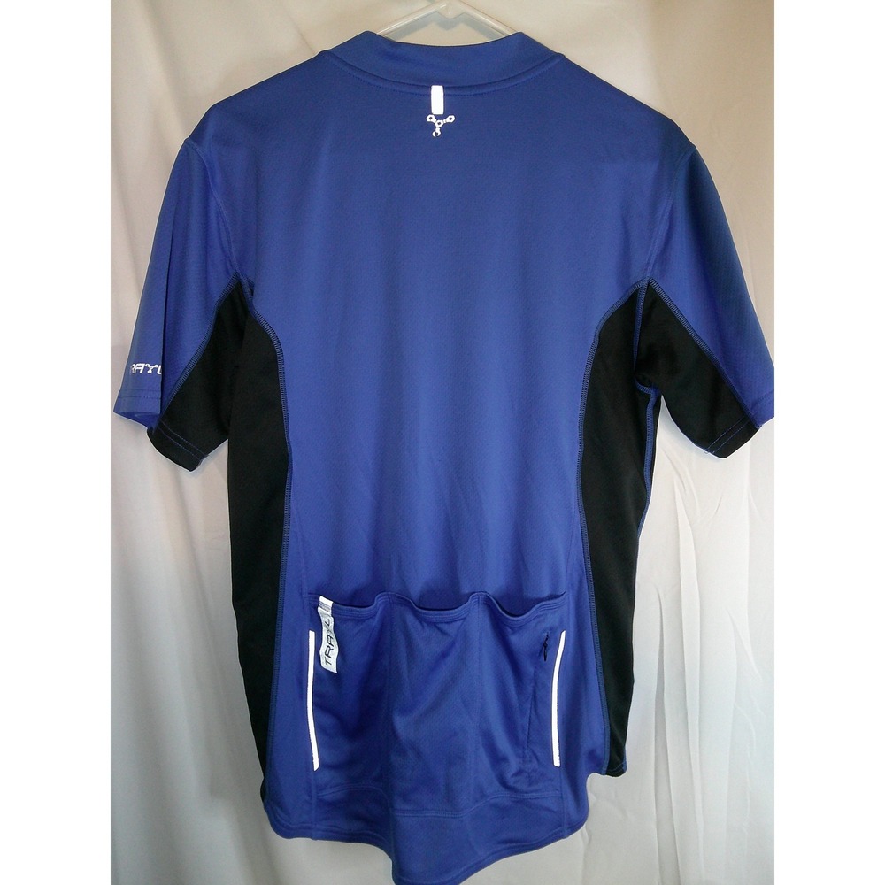 TRAYL Cycling Jersey Bike Shirt Half Zip Short Sleeve Pockets Blue‎ Size L